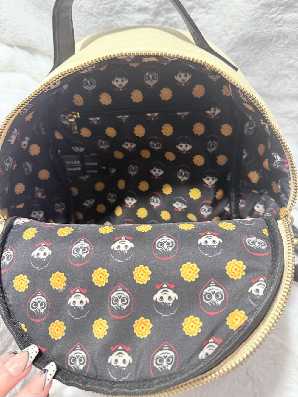 Loungefly Coco Mini Backpack in Black, Cream, Orange - Picture 4 of 4
